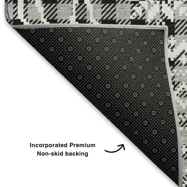 HomeRoots 8' X 10' Modern Abstract Geometric Area Rug - Gray, Black & Ivory, Washable, UV Protected & Durable 701982