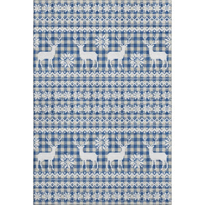 HomeRoots 5' X 8' Navy Blue Beige Ivory Abstract Geometric Washable Rug - Durable, UV Protected, Stylish Design 701986