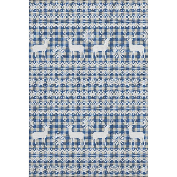 HomeRoots 10' X 14' Stylish Navy Blue Abstract Area Rug - Washable, Stain-Resistant, UV-Protected for Homes 701990
