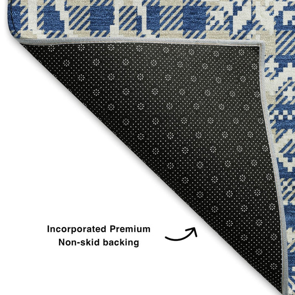 HomeRoots 10' X 14' Stylish Navy Blue Abstract Area Rug - Washable, Stain-Resistant, UV-Protected for Homes 701990