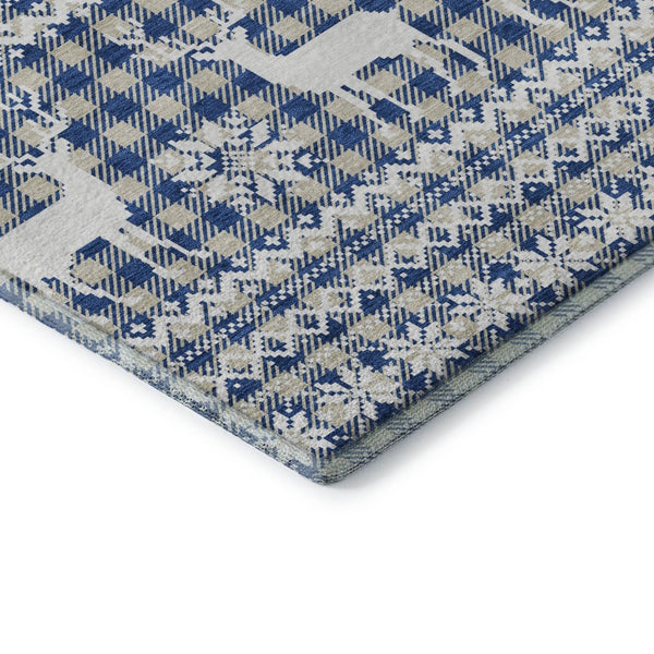 HomeRoots 10' X 14' Stylish Navy Blue Abstract Area Rug - Washable, Stain-Resistant, UV-Protected for Homes 701990
