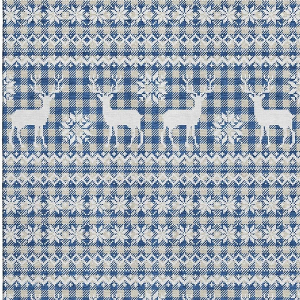 HomeRoots 10' X 14' Stylish Navy Blue Abstract Area Rug - Washable, Stain-Resistant, UV-Protected for Homes 701990