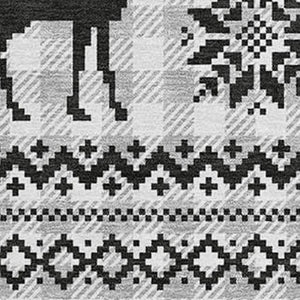 HomeRoots 5' X 8' Stylish Silver Black Ivory Geometric Area Rug - Washable, UV Protected, Family-Friendly Design 701998