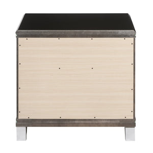 English Elm Dark Champagne Luxe 2-Drawer Nightstand with Mirrored Trim, Embossed Fronts & Smooth Metal Glides (29"H x 30"W) B062P215410