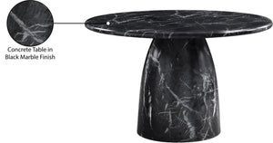 Meridian Furniture Cosenza Concrete Dining Table with Art Deco Style and Marble Finish for Indoor Outdoor Use Black 48.5 inches 701Black-T