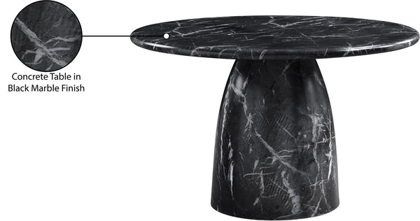 Meridian Furniture Cosenza Concrete Dining Table with Art Deco Style and Marble Finish for Indoor Outdoor Use Black 48.5 inches 701Black-T