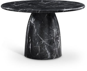 Meridian Furniture Cosenza Concrete Dining Table with Art Deco Style and Marble Finish for Indoor Outdoor Use Black 48.5 inches 701Black-T
