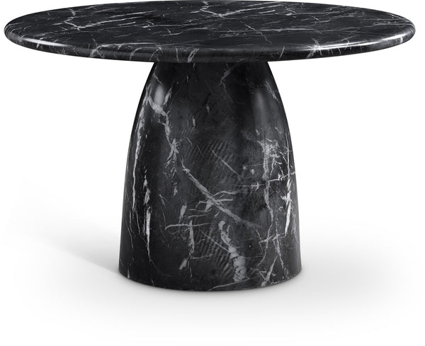 Meridian Furniture Cosenza Concrete Dining Table with Art Deco Style and Marble Finish for Indoor Outdoor Use Black 48.5 inches 701Black-T