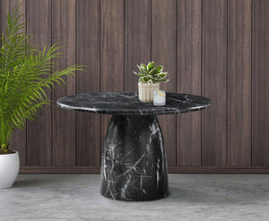 Meridian Furniture Cosenza Concrete Dining Table with Art Deco Style and Marble Finish for Indoor Outdoor Use Black 48.5 inches 701Black-T