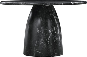 Meridian Furniture Cosenza Concrete Dining Table with Art Deco Style and Marble Finish for Indoor Outdoor Use Black 48.5 inches 701Black-T