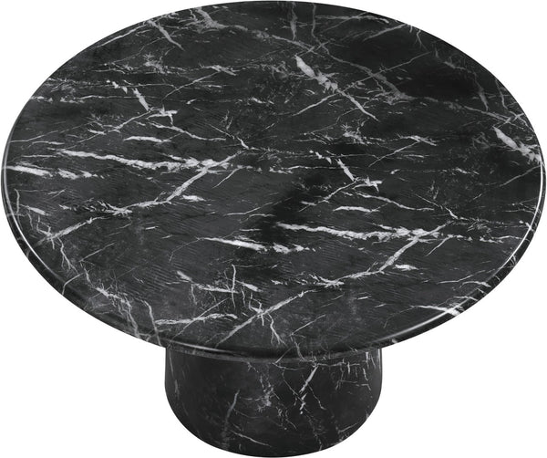 Meridian Furniture Cosenza Concrete Dining Table with Art Deco Style and Marble Finish for Indoor Outdoor Use Black 48.5 inches 701Black-T