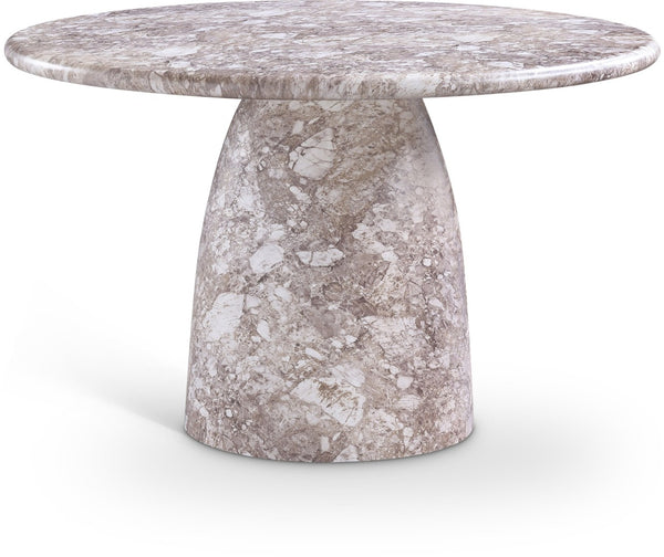 Meridian Furniture Cosenza Concrete Dining Table with Art Deco Style and Marble Finish for Indoor Outdoor Use Brown 48.5 inches 701Brown-T