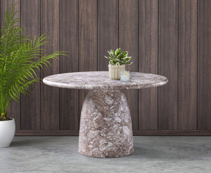 Meridian Furniture Cosenza Concrete Dining Table with Art Deco Style and Marble Finish for Indoor Outdoor Use Brown 48.5 inches 701Brown-T