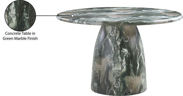 Meridian Furniture Cosenza Concrete Dining Table with Art Deco Style and Marble Finish for Indoor Outdoor Use Green 48.5 inches 701Green-T