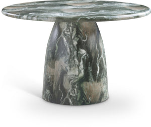 Meridian Furniture Cosenza Concrete Dining Table with Art Deco Style and Marble Finish for Indoor Outdoor Use Green 48.5 inches 701Green-T