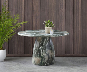 Meridian Furniture Cosenza Concrete Dining Table with Art Deco Style and Marble Finish for Indoor Outdoor Use Green 48.5 inches 701Green-T