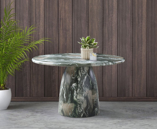 Meridian Furniture Cosenza Concrete Dining Table with Art Deco Style and Marble Finish for Indoor Outdoor Use Green 48.5 inches 701Green-T