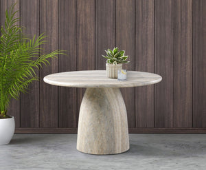 Meridian Furniture Cosenza Concrete Dining Table with Art Deco Style and Marble Finish for Indoor Outdoor Use Natural 48.5 inches 701Travertine-T