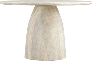 Meridian Furniture Cosenza Concrete Dining Table with Art Deco Style and Marble Finish for Indoor Outdoor Use Natural 48.5 inches 701Travertine-T