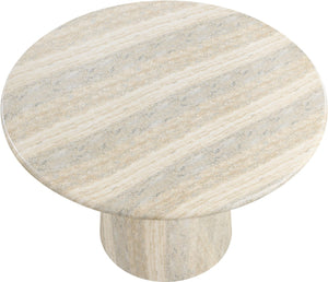 Meridian Furniture Cosenza Concrete Dining Table with Art Deco Style and Marble Finish for Indoor Outdoor Use Natural 48.5 inches 701Travertine-T
