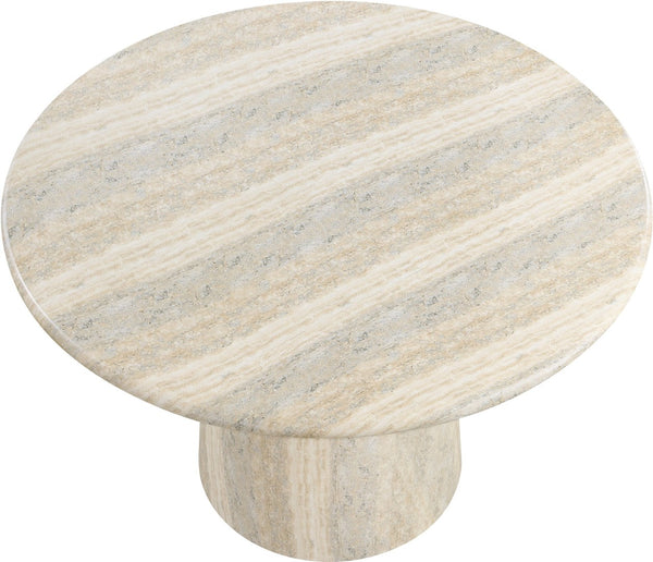 Meridian Furniture Cosenza Concrete Dining Table with Art Deco Style and Marble Finish for Indoor Outdoor Use Natural 48.5 inches 701Travertine-T