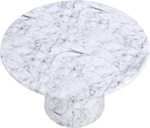 Meridian Furniture Cosenza Concrete Dining Table with Art Deco Style and Marble Finish for Indoor Outdoor Use White 48.5 inches 701White-T