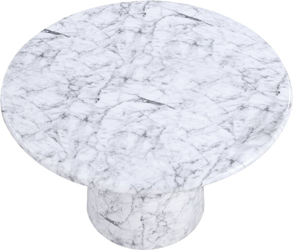 Meridian Furniture Cosenza Concrete Dining Table with Art Deco Style and Marble Finish for Indoor Outdoor Use White 48.5 inches 701White-T