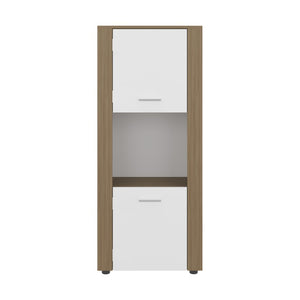 English Elm Hyder Two-tone Oak Vertical Bookcase with Concealed Doors and Open Display Shelf B097P474310