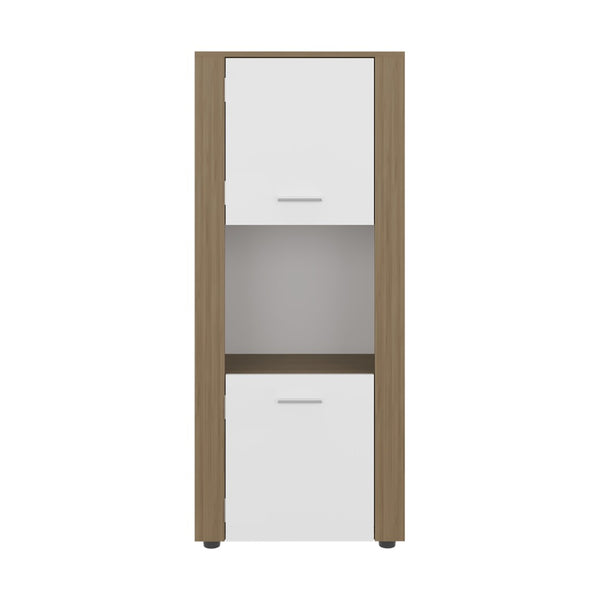 English Elm Hyder Two-tone Oak Vertical Bookcase with Concealed Doors and Open Display Shelf B097P474310