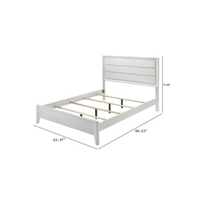 English Elm White Queen Panel Bed Set with Wave Texture Headboard and Angled Legs Modern 3pc B2741S00880