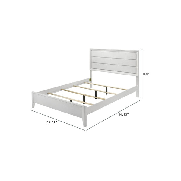 English Elm White Queen Panel Bed Set with Wave Texture Headboard and Angled Legs Modern 3pc B2741S00880