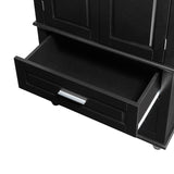 English Elm Tall Storage Cabinet With Two Drawers For Bathroom/Office, Black