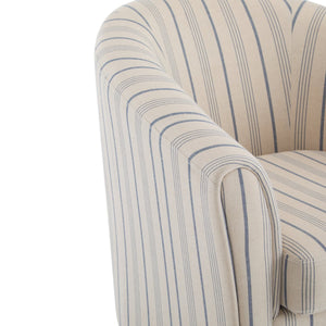 English Elm Christopher Knight Home® - Barrel Upholstered Striped Accent Chair Beige/Blue – Channel-Stitched Fabric, Solid Wood Legs, Cozy Elegance N776P237265S