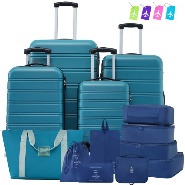 English Elm Hardshell 5 Piece Abs Spinner Luggage Set with Tsa Lock Expandable Travel Suitcases Blue PP310249AAF