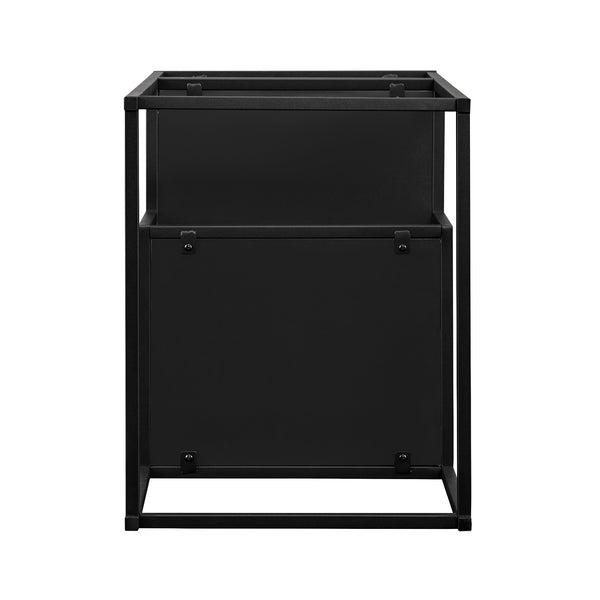 16" Contemporary Metal and Wood Side Table Solid Black MYO16STSB Walker Edison