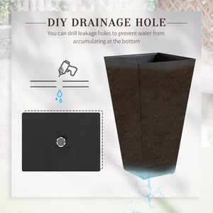 English Elm Outsunny Set Of 3 Tall Planters – 28" Versatile Indoor/Outdoor Flower Pots With Drainage Holes W2225P174479-GIGA