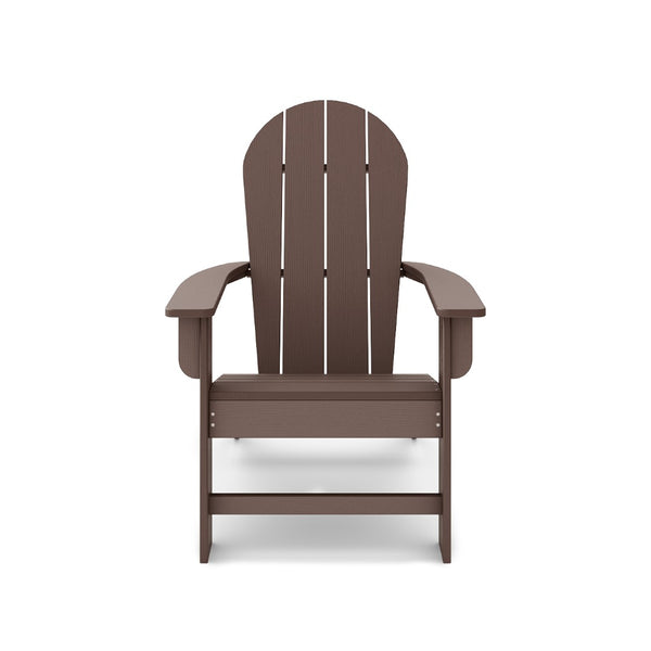 English Elm Adirondack Outdoor Chair Weatherproof Hdpe Fan Back Ergonomic Poolside Patio Lounger Brown B195P198781