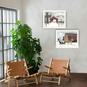 English Elm Trendy Decor 4u Billy Jacobs Winter Sleigh Two Piece Framed Farmhouse Wall Art B067P255216