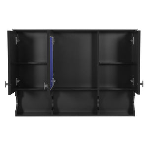 English Elm 3-in-1 Wall Mounted Bathroom Medicine Cabinet with Soft Close Mirror and Towel Bar Black N710P358620B