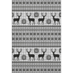 HomeRoots 8' X 10' Abstract Geometric Area Rug in Silver, Black & Ivory - Stain Resistant with UV Protection 702000