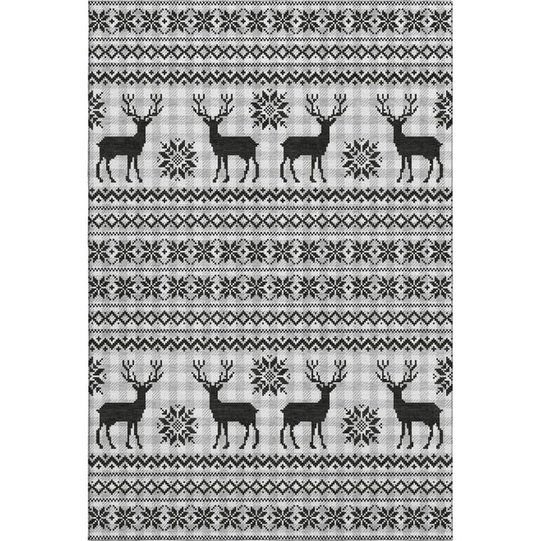 HomeRoots 8' X 10' Abstract Geometric Area Rug in Silver, Black & Ivory - Stain Resistant with UV Protection 702000