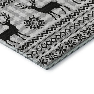 HomeRoots 8' X 10' Abstract Geometric Area Rug in Silver, Black & Ivory - Stain Resistant with UV Protection 702000