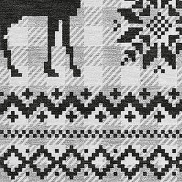 HomeRoots 8' X 10' Abstract Geometric Area Rug in Silver, Black & Ivory - Stain Resistant with UV Protection 702000