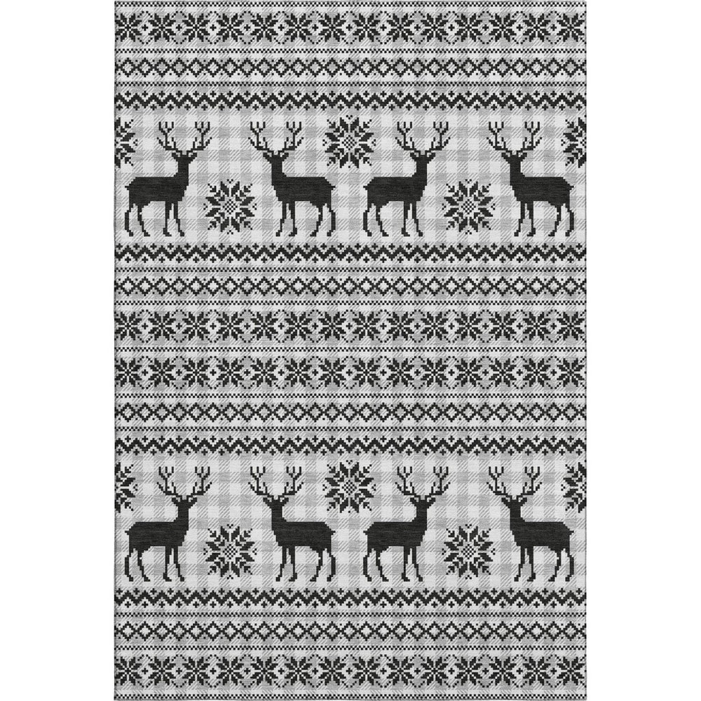 HomeRoots 9' X 12' Silver Black Ivory Abstract Geometric Area Rug - Washable, UV Protected, Stain Resistant & Durable 702001
