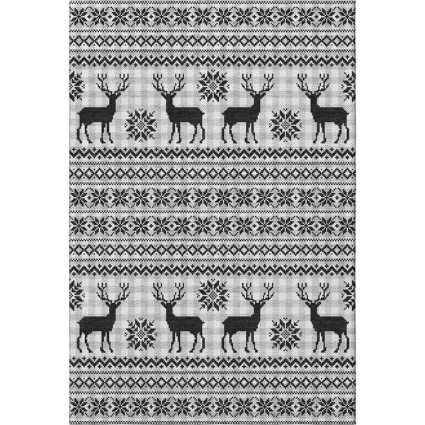HomeRoots 9' X 12' Silver Black Ivory Abstract Geometric Area Rug - Washable, UV Protected, Stain Resistant & Durable 702001