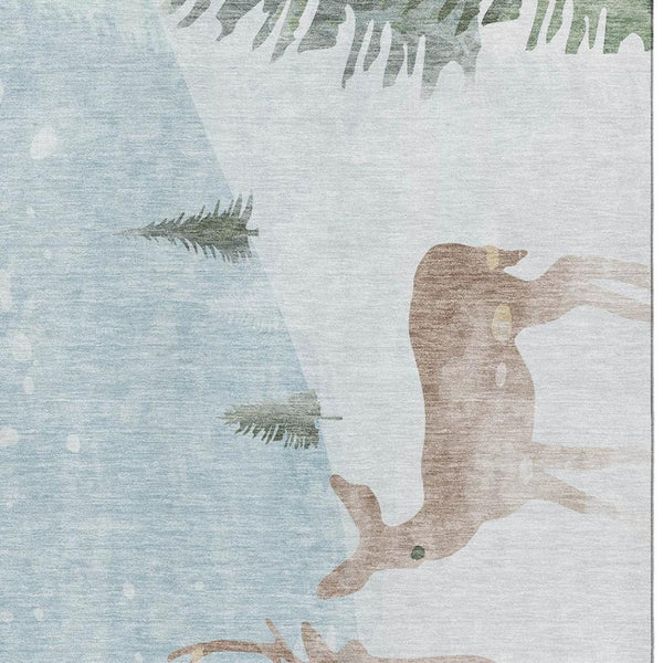 HomeRoots 5' X 8' Modern Sky Blue and Khaki Abstract Area Rug - Washable, UV Protected, and Stain Resistant! 702004