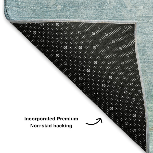 HomeRoots 9' X 12' Sky Blue Ivory Khaki Geometric Area Rug - Washable, UV Resistant, Durable for Busy Homes 702007