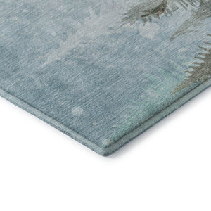 HomeRoots 9' X 12' Sky Blue Ivory Khaki Geometric Area Rug - Washable, UV Resistant, Durable for Busy Homes 702007