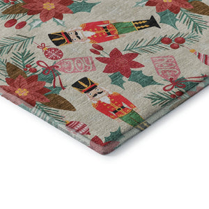 HomeRoots 8' X 10' Washable Abstract Geometric Area Rug in Beige, Red & Black - UV Protected & Stain Resistant! 702018