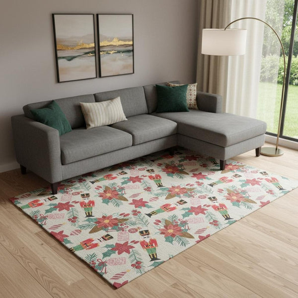 HomeRoots 9' x 12' Abstract Geometric Area Rug in Beige, Red & Black - Washable, Stain-Resistant & UV Protected 702019
